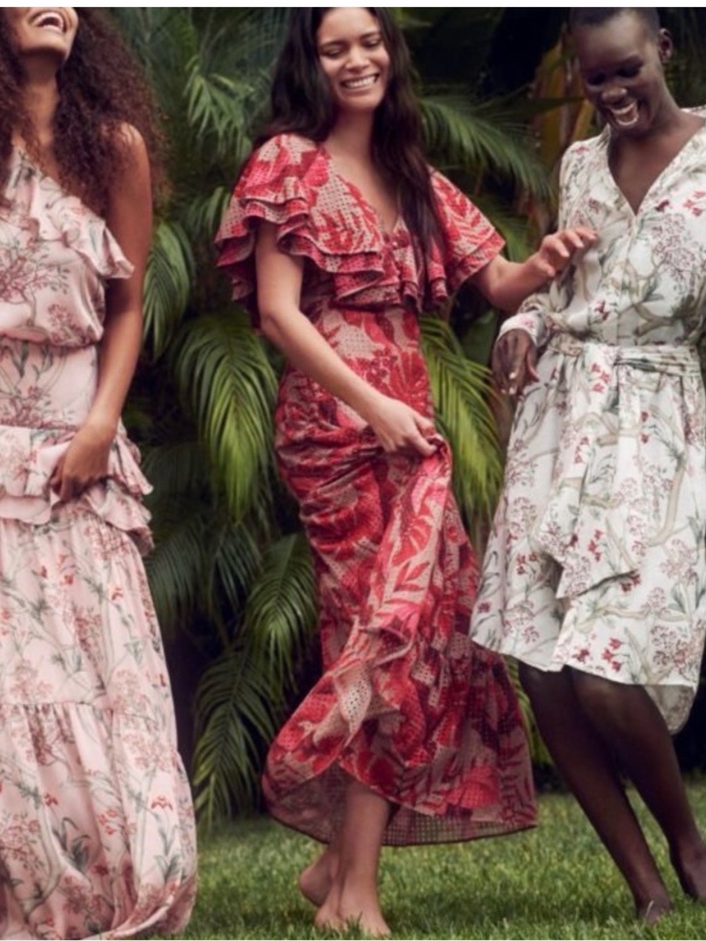 Floral Red Ruffle Maxi Dress
